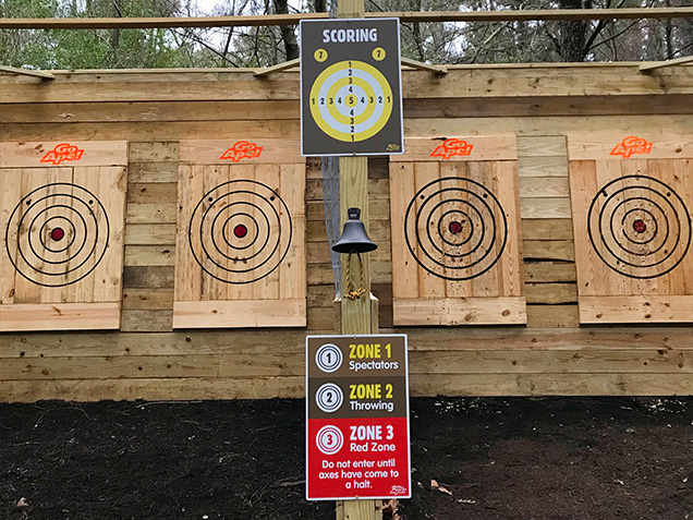 Row of axe throwing targets