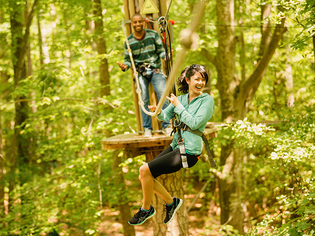 Woman enjoying a zipline
