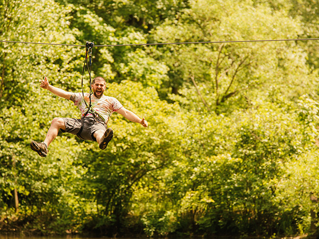 Man enjoying a zipline