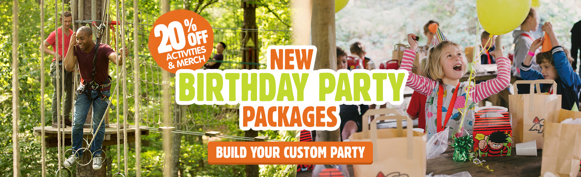 New Outdoor Adventure Birthday Party Packages - Zipline Birthday Experience - Go Ape Zipline & Adventure Park