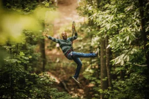 Man ziplining