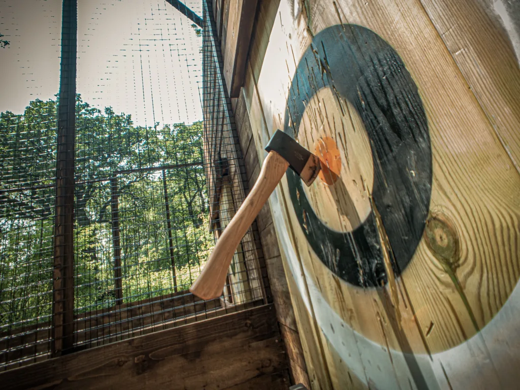An axe in the bullseye of a target