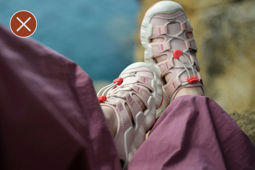 ALL sandals are bad for ziplining